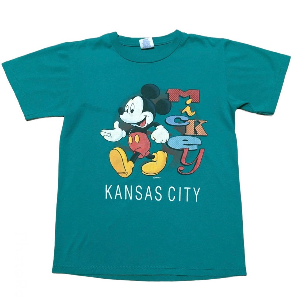 Mickey Mouse Kansas City Short Sleeve T Shirt Green Size Youth 10-12 Velva Sheen